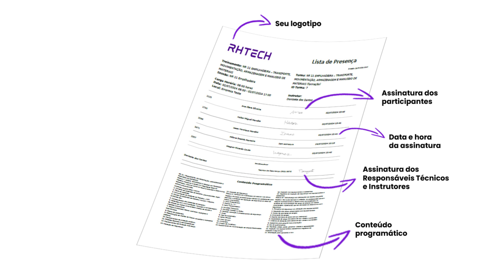 Lista de presença digital RHTECH